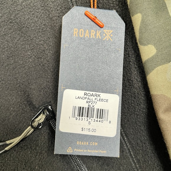 ROARK Landfall Fleece Jacket Black Camo Accents Full Zip Men Size Small NWT $115 - Picture 4 of 8